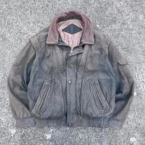 Vintage Suede Leather Jacket 2 Collared Cropped Boxy Green Avante Garde